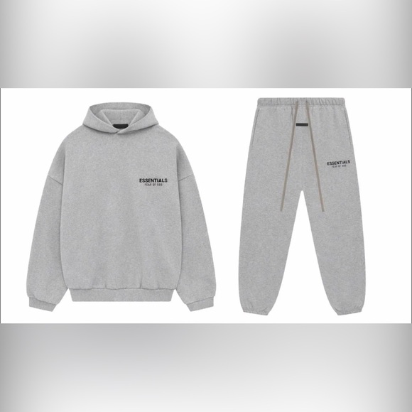Essentials Fear of God Gray Hoodie and Sweatpants Set